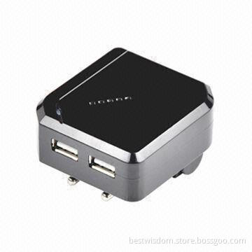 USB Cellphone Charger with 2A Charging Rate, 5V DC Output Voltage and LED Indicators